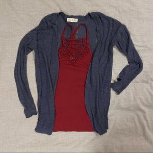 COMBO Pink Rose cardigan and Hollister tank